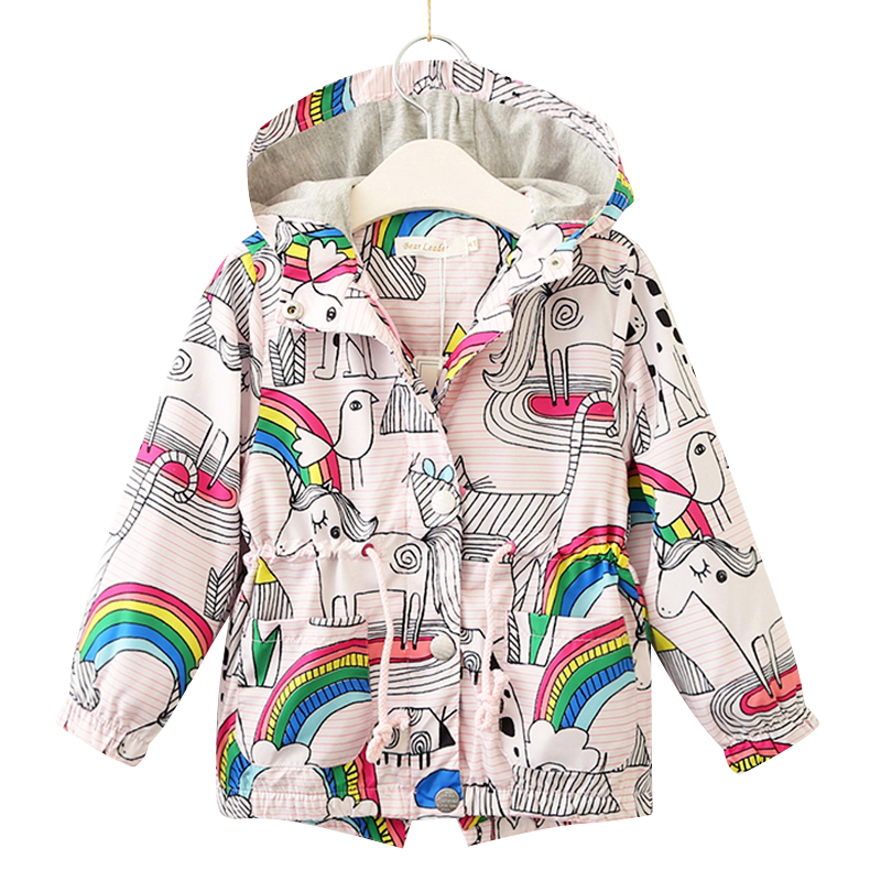 Spring girl clothes rose jacket child jacket girl clothes cartoon print jacket