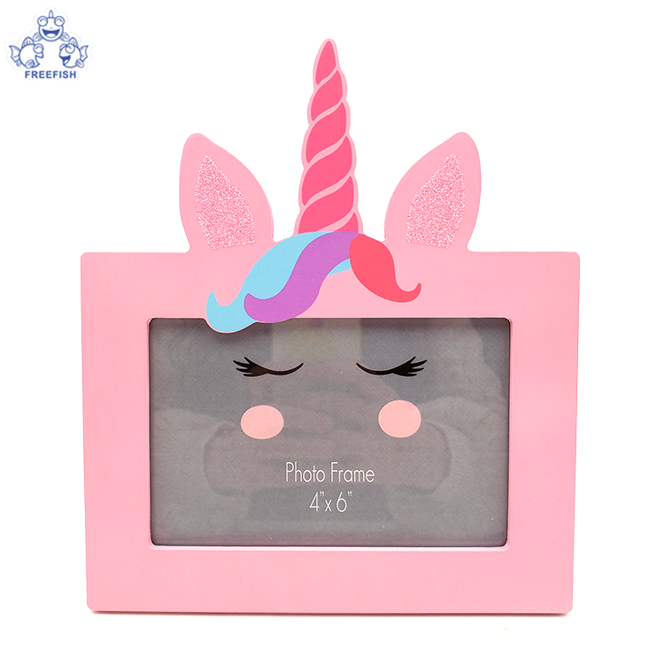 Factory bulk MDF Wood Photo Frame, Pink Unicorn Picture Photo Frame Made to Display Pictures