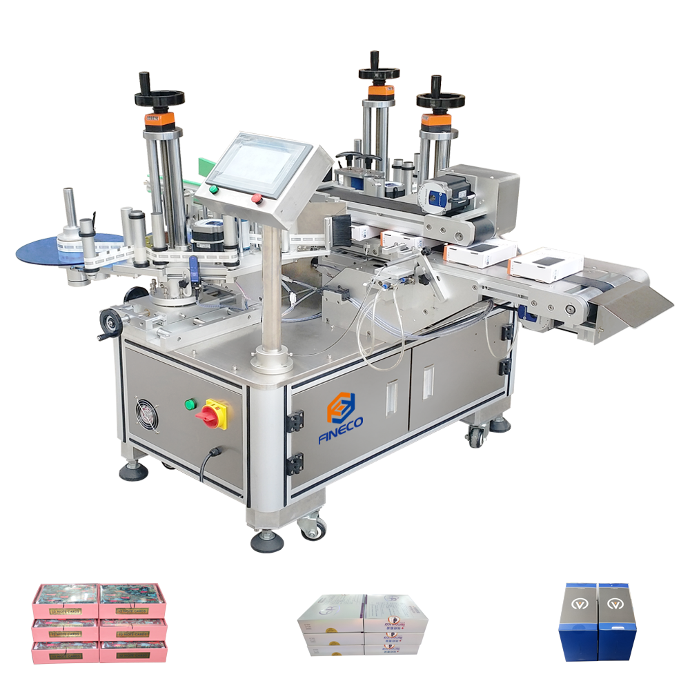 Fineco labelling machine box sticker double two corner type automatic corner labeling machine