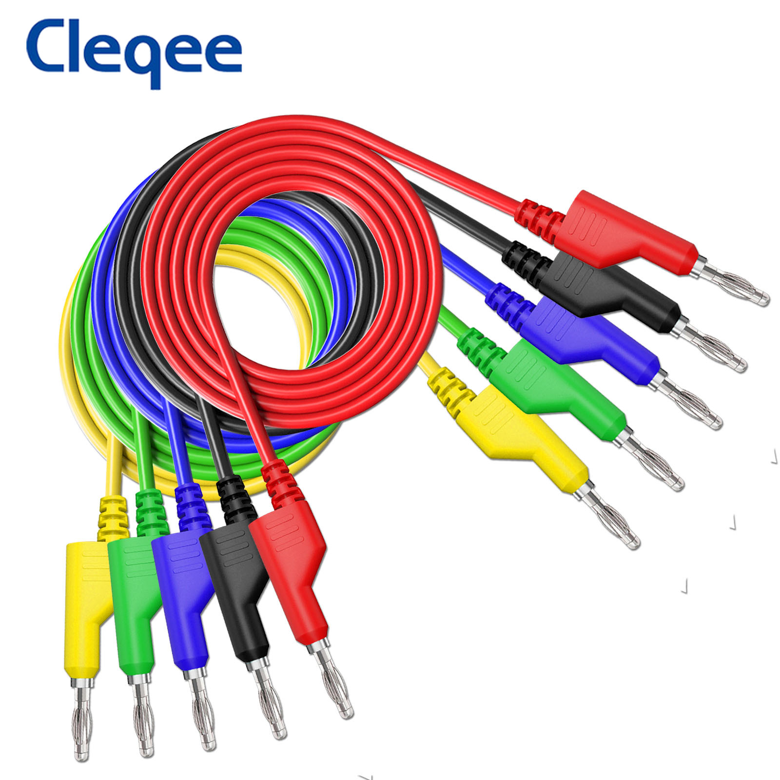 Cleqee P1036 5 шт. 4 мм медный Банановый штекер к банану штекер мультиметр тестовые выводы мягкий ПВХ кабель 100 см провод 1000 в 15 А