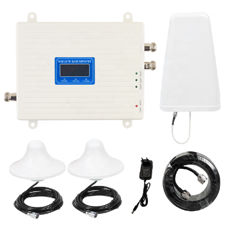 Трехполосный повторитель усилитель сигнала 900/1800/2100 МГц gsm 2g/3g/4g Репитер сигнала мобильного телефона с двумя портами