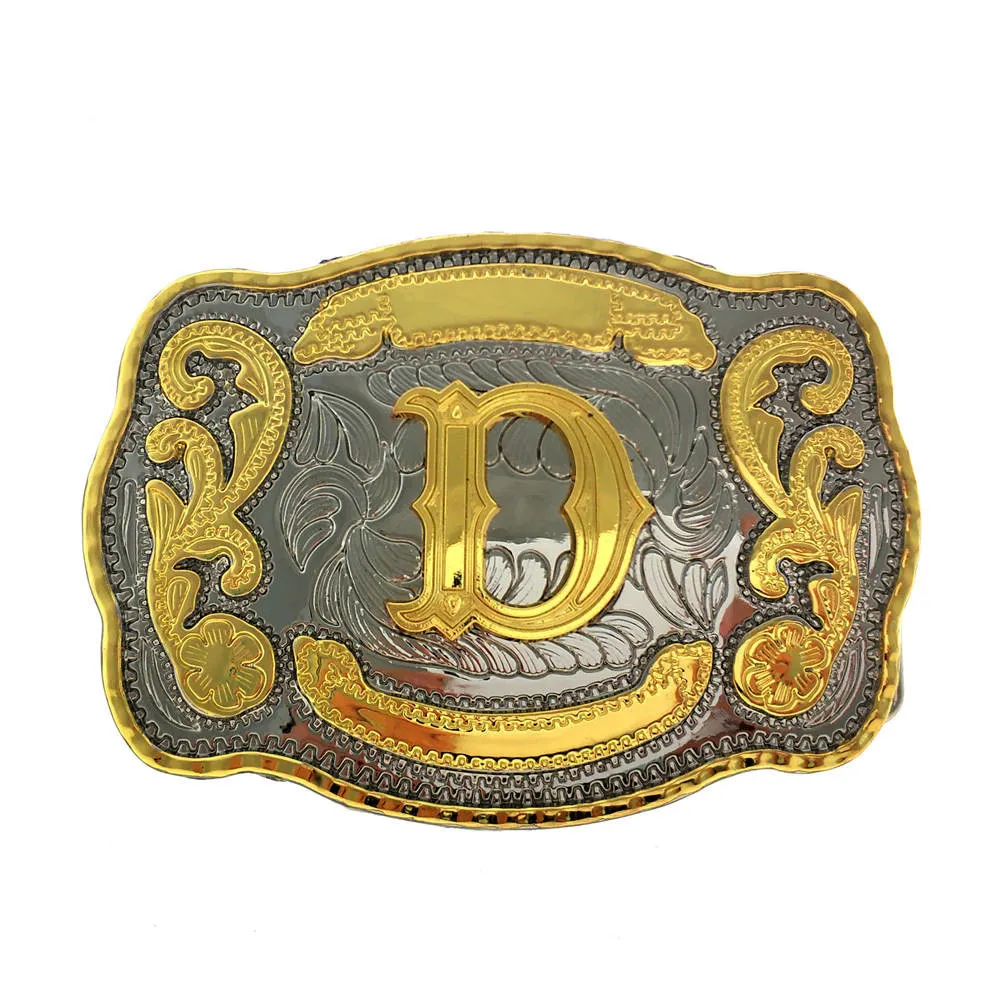 Factory OEM Customized Logo Double Engraved Western Style Belt Buckle Zinc Alloy Brass Quick Letter Belt Buckles For Sale