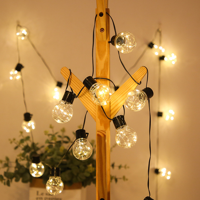 2021 hot sale solar powered transparent bulb ball string lights holiday party decoration lights