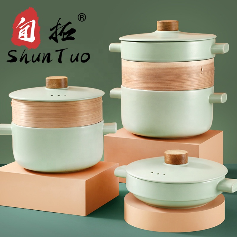 Не липкий литой caaserole 24 31 см керамический набор stockpot кастрюля для приготовления пищи трехслойный пароварка