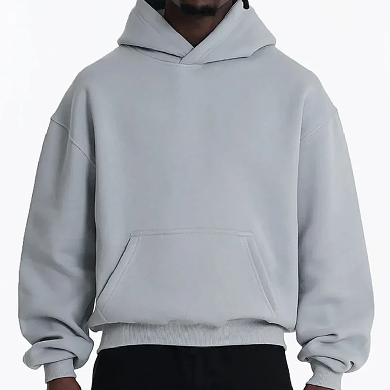 Qianshi 600 gsm High Quality 100% Cotton Boxy Fit Hoodies Manufacturers Oversized French Terry Fleece Cropped Heavyweight Hoodie