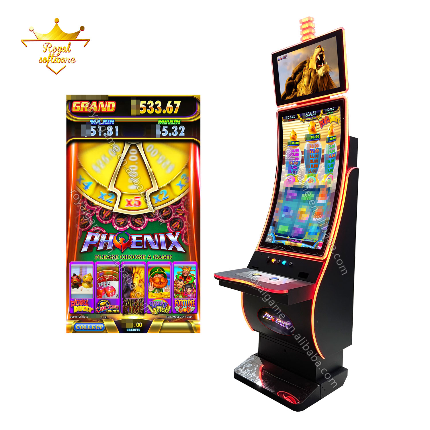 Лидер продаж, развлекательные игровые доски IGS Phoenix Skill, игровой автомат с изогнутым экраном 43 дюйма