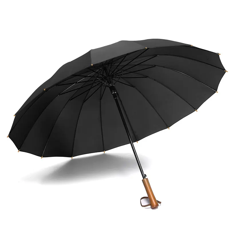 Adult 16 bone wooden handle automatic straight rod umbrella advertising umbrella custom logo clear umbrella