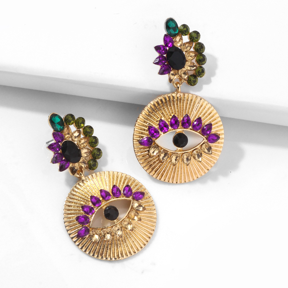New Fashion New exaggerated eye earrings personality creative color diamond devil's eye earrings Jewelry for women