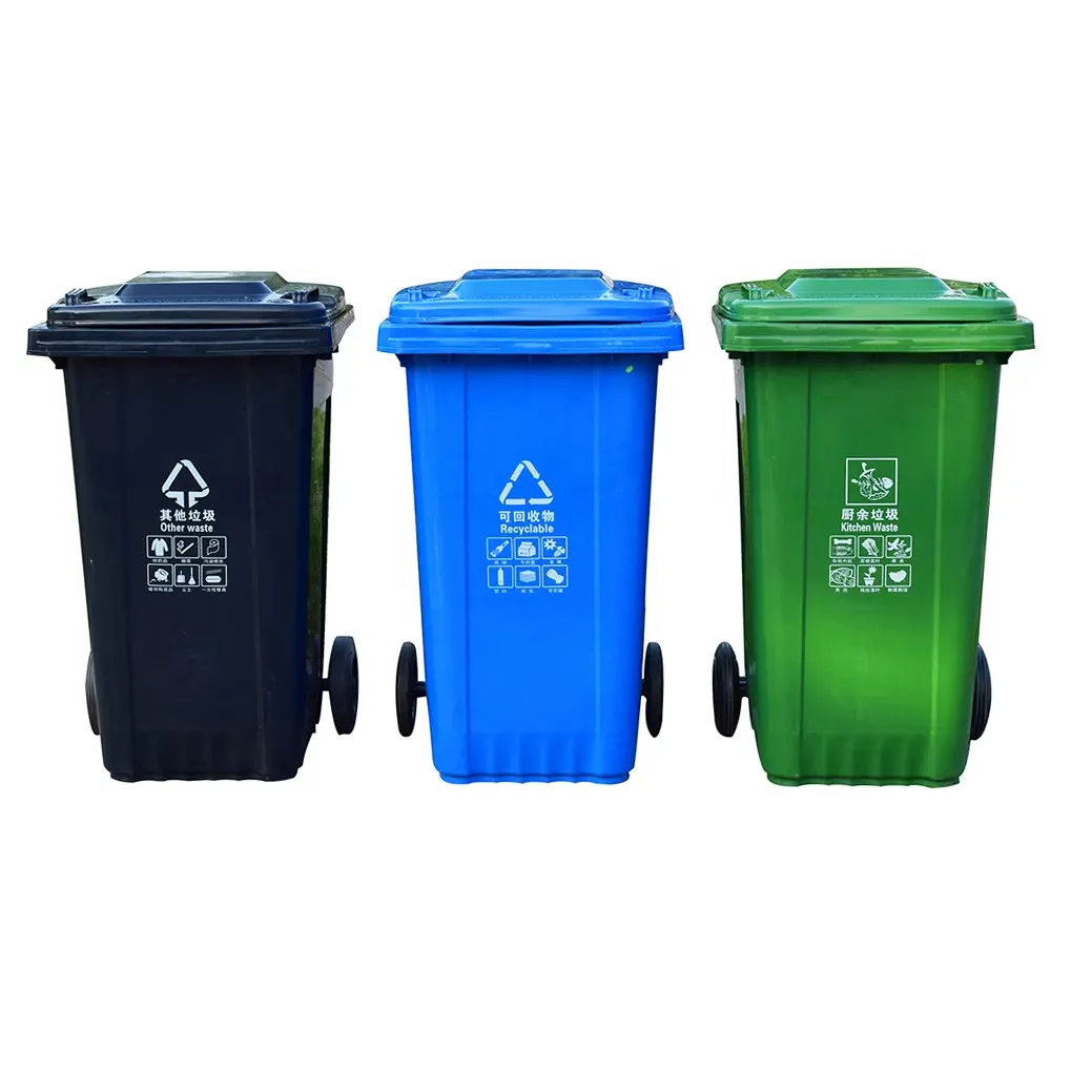 Plastic outdoor 120l wheelie mobile dustbin recycle trash can public dust bin