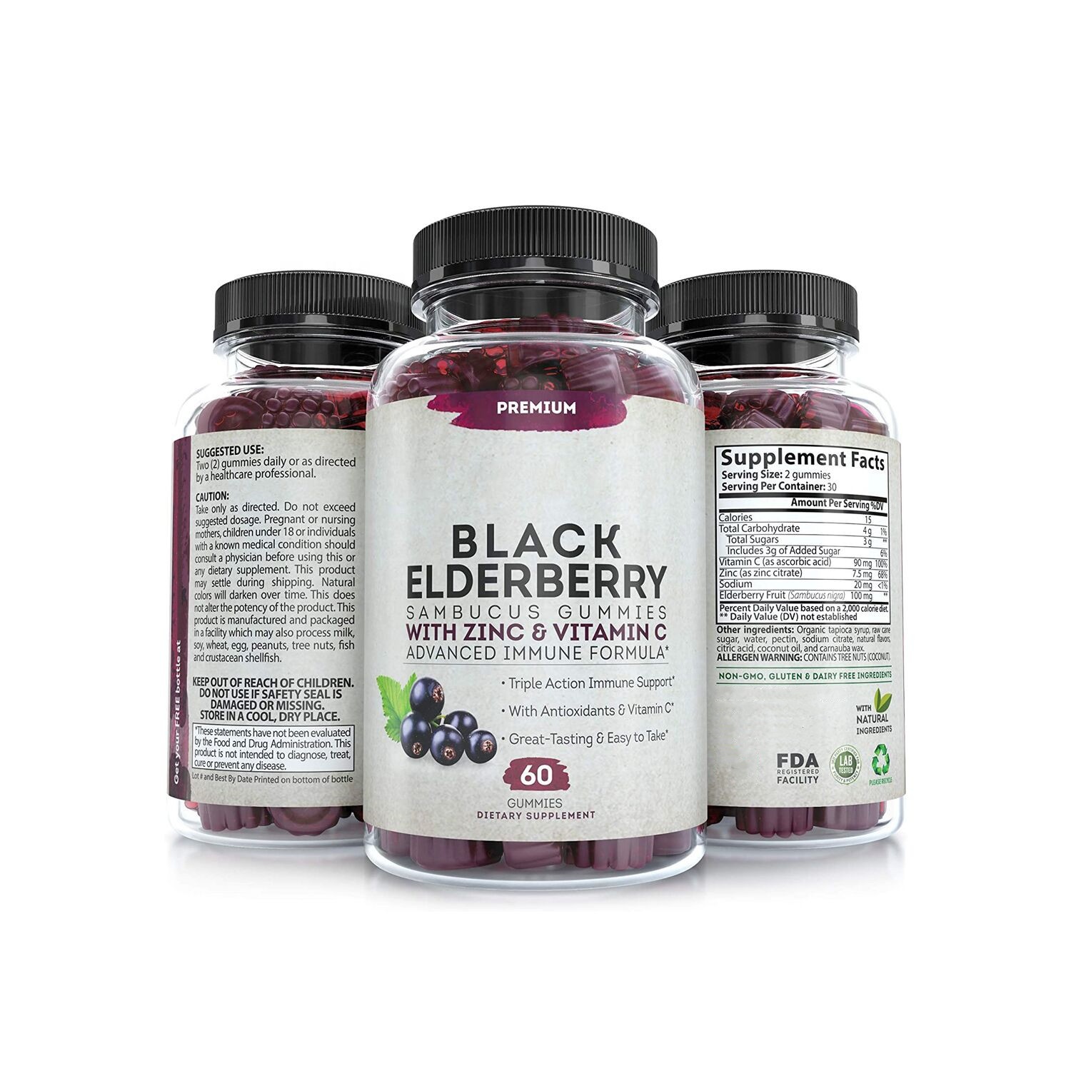 Black Elderberry Gummies Gummy Bears With Elderberry Fruit Juice Improved Immune System Vitamin C Sambucus gummies