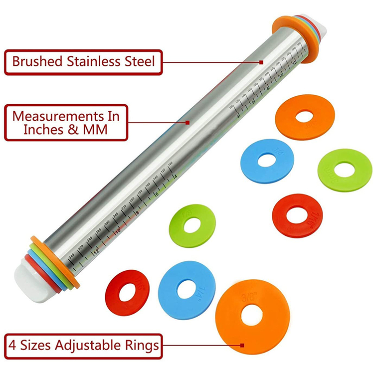 Multi-Color Adjustable Rolling Pin Blade Roller Dough Eco-Friendly With Revolving Stainless Steel Baking Factory Wholesale