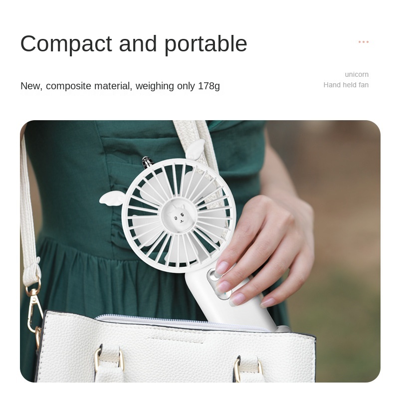 New Usb Handheld Fan Rechargeable Cartoon Desktop Mini Fan With Night Light And Mobile Phone Bracket Silent Portable Fan