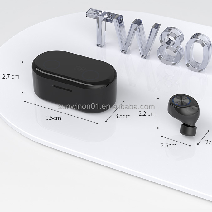 New TW80 TWS Wireless Earphones Stereo Audifonos Earphone Active Noise Cancelling Gaming Headset Wireless Earbuds