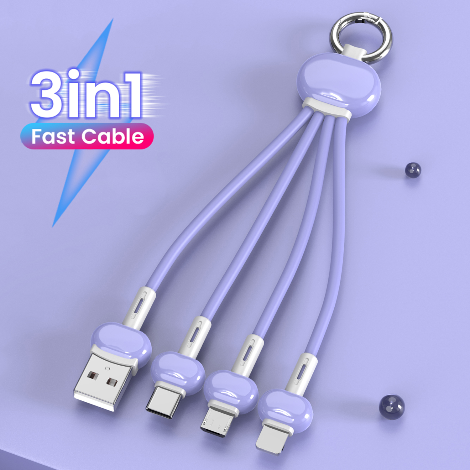 Булыжник 3A быстрой зарядки usb кабель 15 см Красочный жидкий силикон type-c/micro usb 3 в 1 брелок для iphone кабель зарядного устройства
