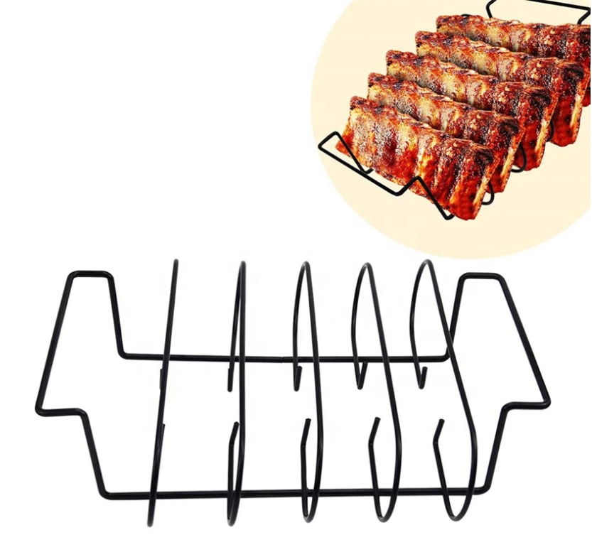 Hot Sale Stainless Steel BBQ Rib Rack Grill Roasting Holder Non-stick Ribs Chicken Beef Roaster Rack Stand Barbecue BBQ Tools