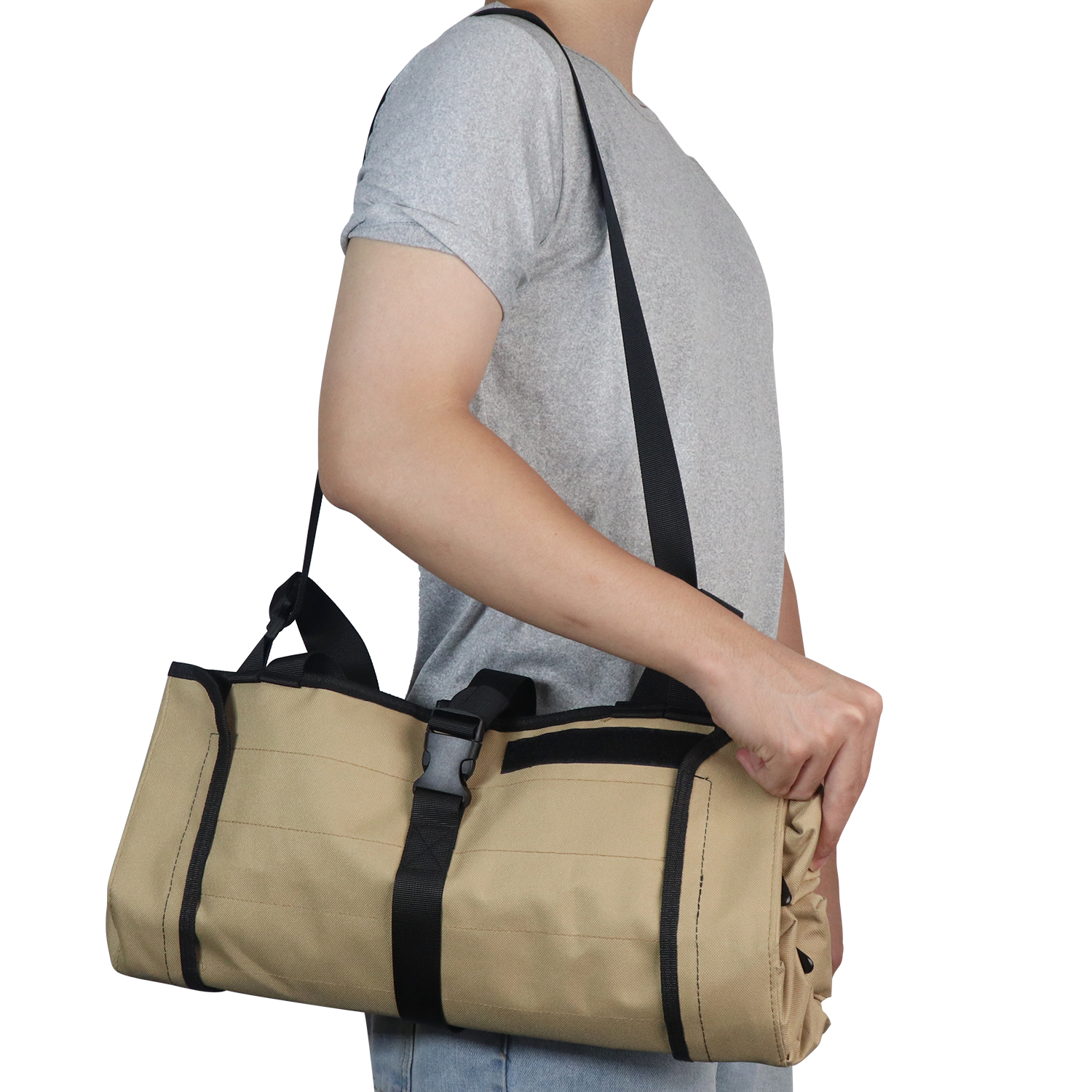 Multifunction Heavy Duty Wrench Roll Pouch Hanging Tool Zipper Carrier Electrician Tote Roll Up Tool Bag