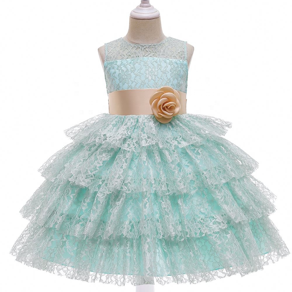 2021 new children's Clothing lace embroidered bouffant flower princess dresses for girls
