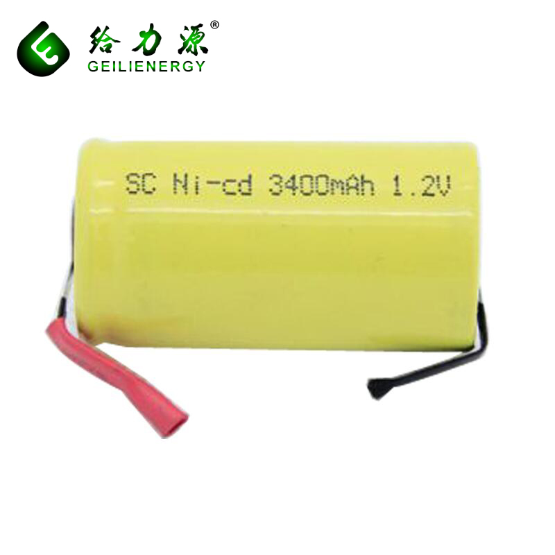 Оптовая продажа перезаряжаемая батарея 3400mAh 1,2 v nicd sc аккумуляторная батарея с вкладками