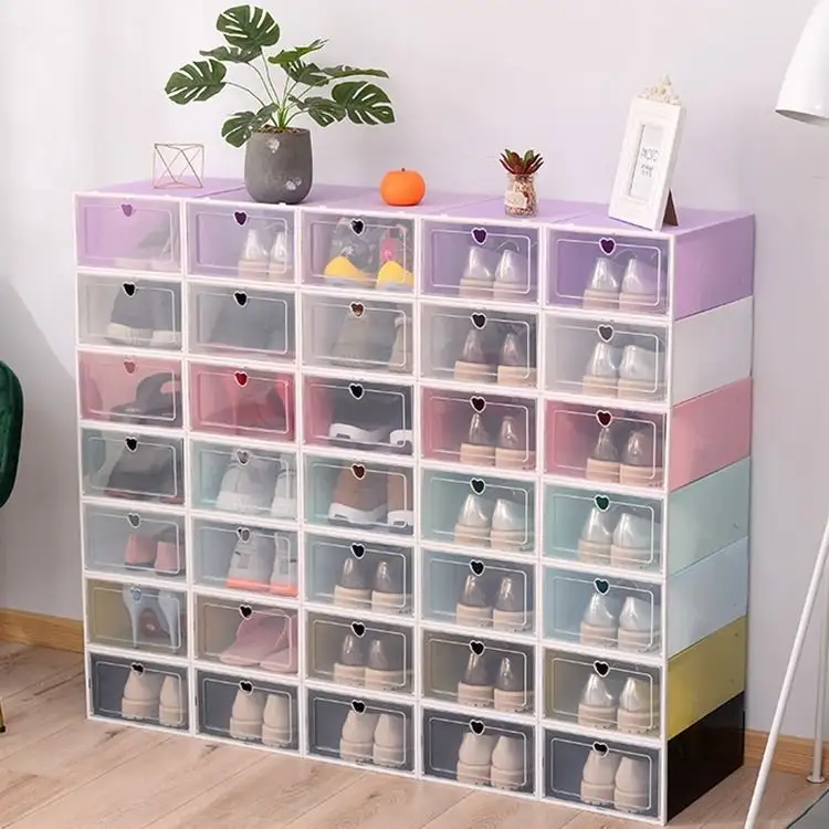 Wholesale Simple Assemble Shoe Storage Plastic Box Shoe Display Shoe Boxes & Organizers