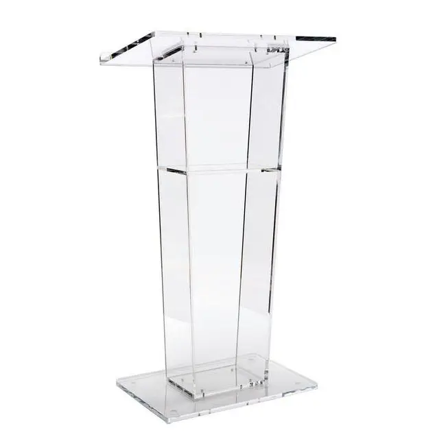 Clear Lucite Perspex Acrylic Podium Pulpit Lectern  with Open Back and Shelf