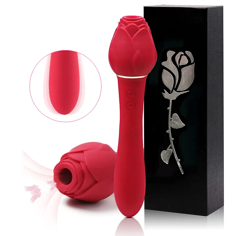 SUNFOO OEM Silicone G-Spot Women Sex Toy Rose Red Shape Vibrator Silicone Clit Licking Vibrator Tongue Vibrator For Nipple