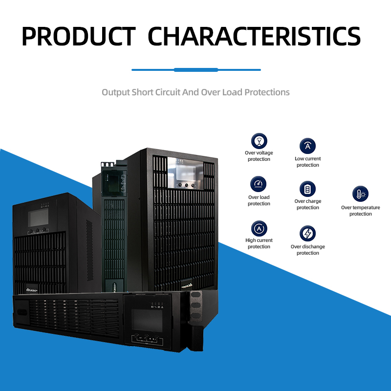 High Frequency Tower 1KVA, Input Voltage Range 110-300VAC, 5060hz, LCD Display, Maintenance-free Lead Acid Battery