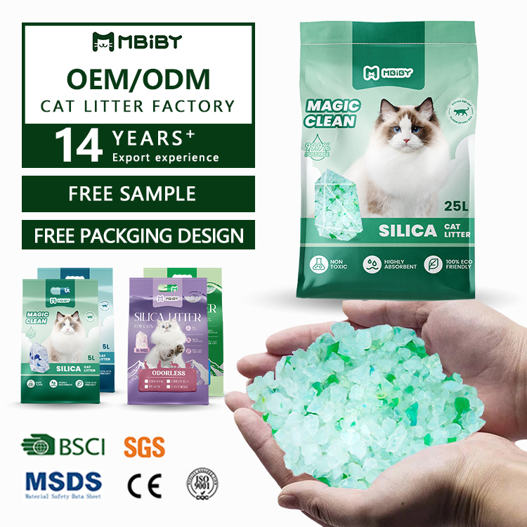 Wholesale Highly Absorbent Natural Micro Crystal Cat Litter 1-8mm Granular Non Clumping Dust-Free Crystal Cat Litter Silica Gel