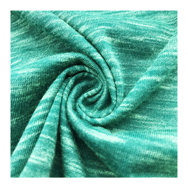 Wholesale summer stretch knitted fabric 160gsm 87%Polyester 9%Rayon 4%Spandex slub jersey fabric for T-shirt