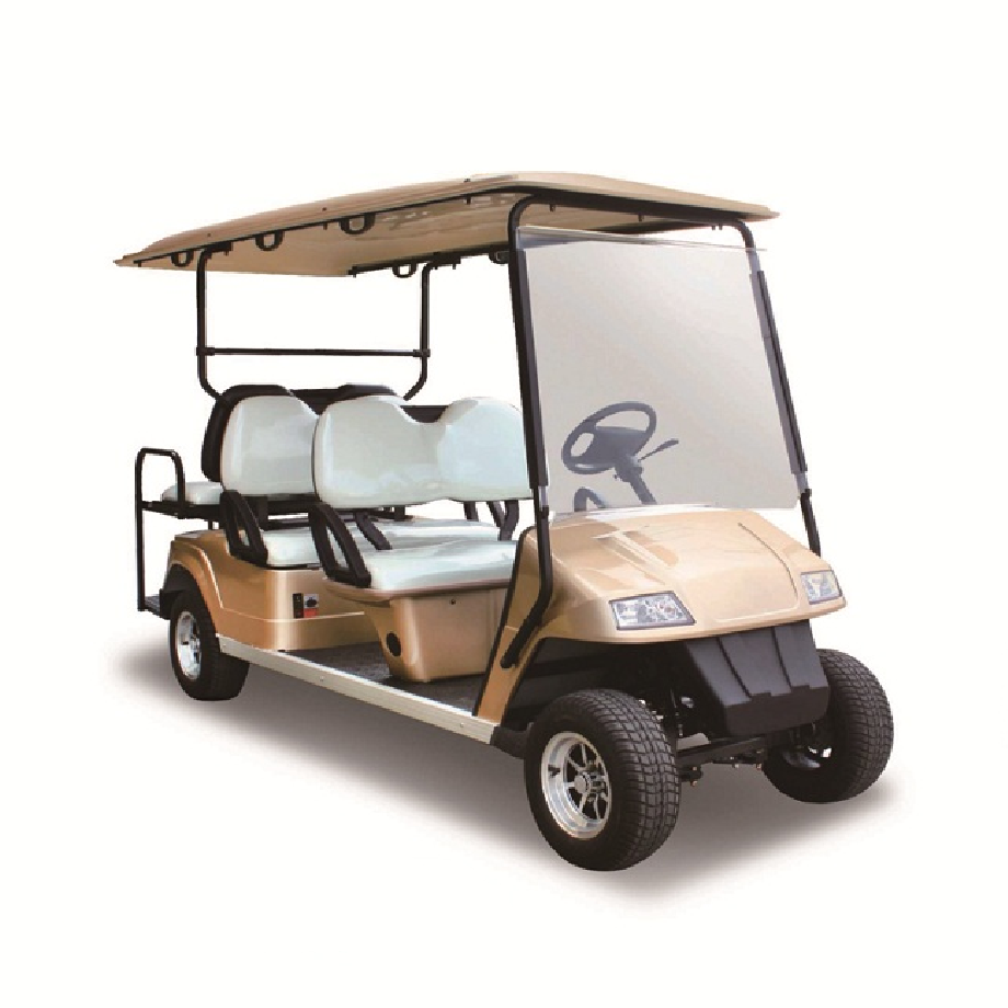 China Cheap High Quality 6 seat 4+2 seat 48V 4 wheel Rain Covered Powered Fast Electric Golf Cart with golf basket
