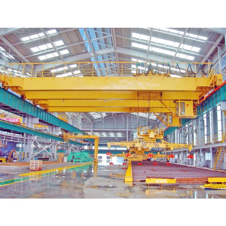 Overhead Cranes 50t Electric Driven Yellow 3t 50t Material Plant Magnetic Double Girder Overhead Bridge Crane