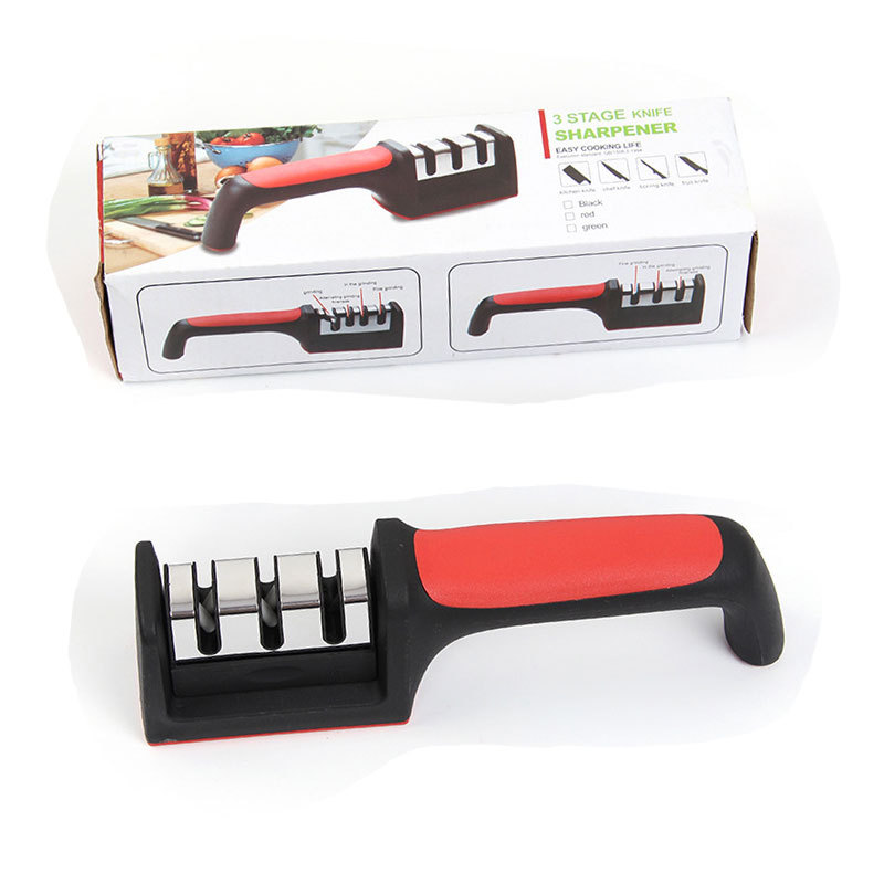 Handheld Kitchen Knife Sharpener Multi-function 3-Stage Quick Sharpening Tool Non-slip Base Sharpening Stone Accessories Gadget