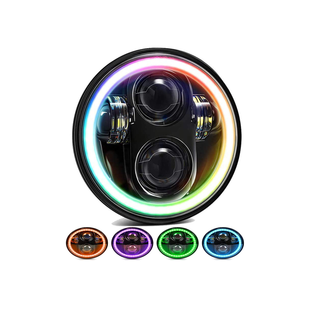 Светодиодная фара 5,75 дюйма для мотоцикла, RGB, с дистанционным управлением через приложение, 5 3/4 дюйма, 40 Вт, фара Harley Davidson Sportster, 12 В, 24 В