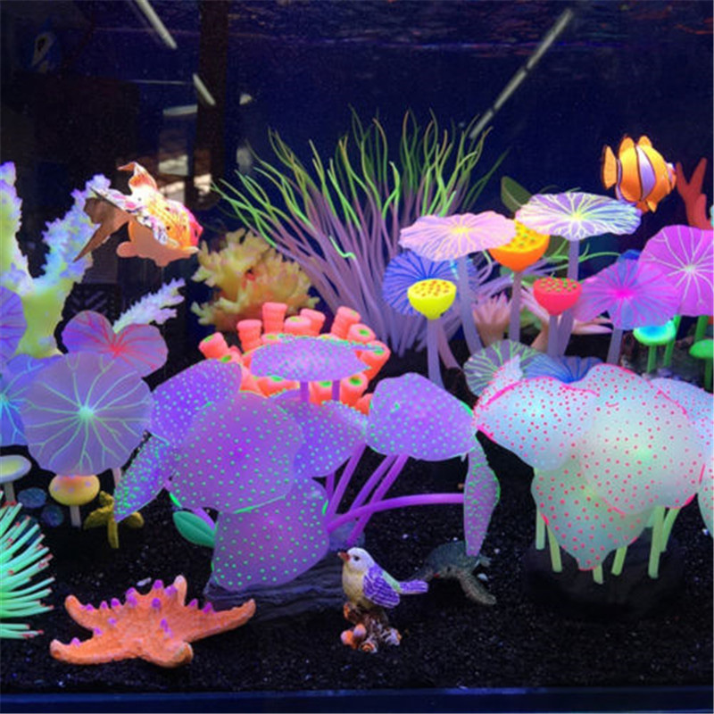 Silicone Coral Aquarium Decoration Artificial Sucker Coral Fish Tank Plants Underwater Ornament Landscape Aquarium Accessories