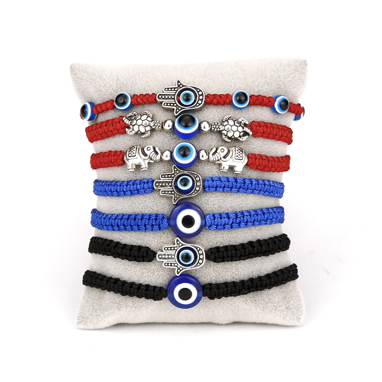 European and American Evil Eyes Bracelet Adjustable Turkish Blue Eye Palm Hand Ring For Jewelry