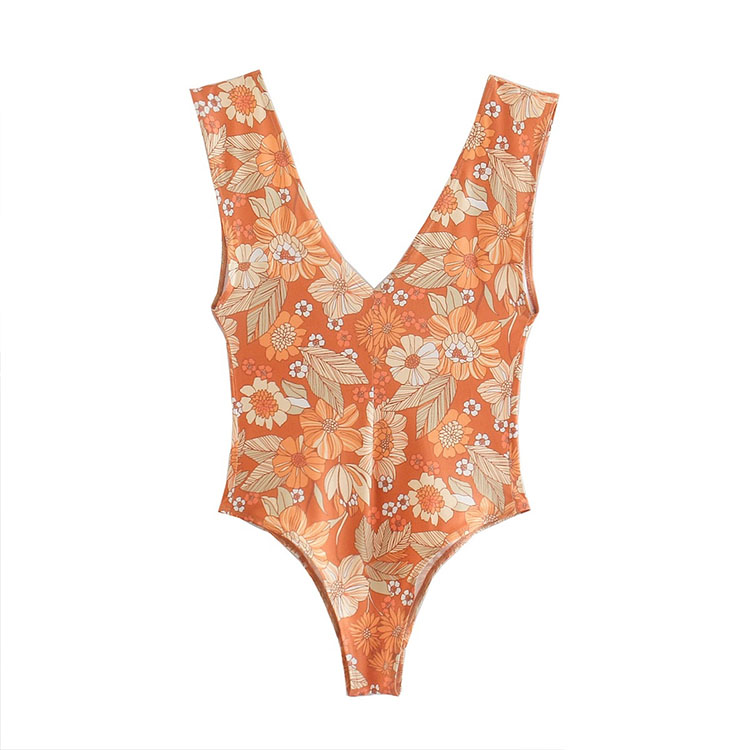 BMURHMZA2021 summer and Autumn New Women's flower print Slim Fit Sexy backless one-piece swimsuit
