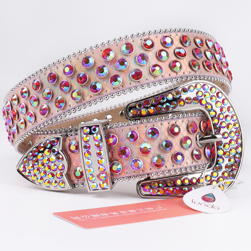 RTS Pink rhinestone Crystal Studded designer Belts luxury belt for women jean diamans Western Cowgirl Colorful bling bling belts