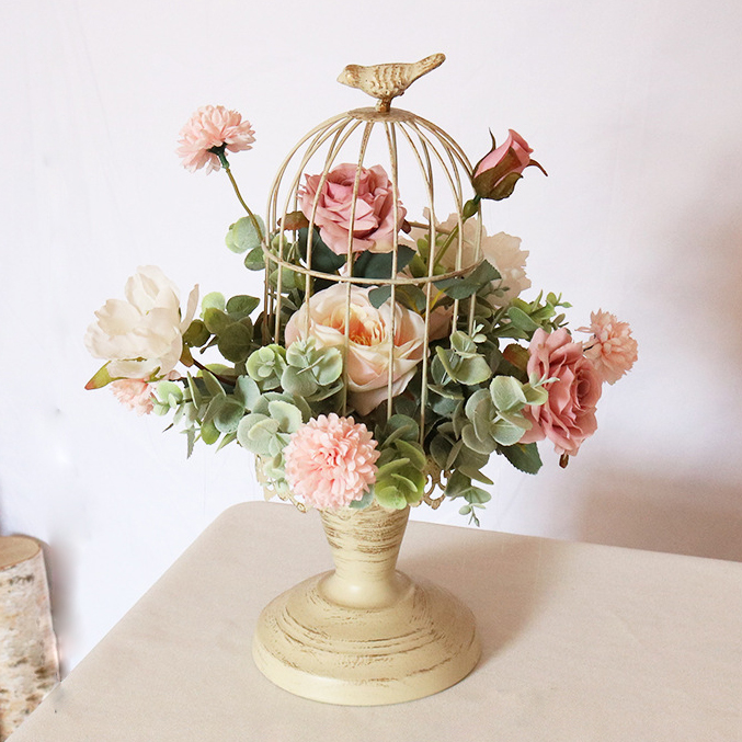 Y-Q020 Wedding Birdcage Arrangement Artistic Birdcage Centerpiece with flower candle birdcage table decor for wedding Decoration