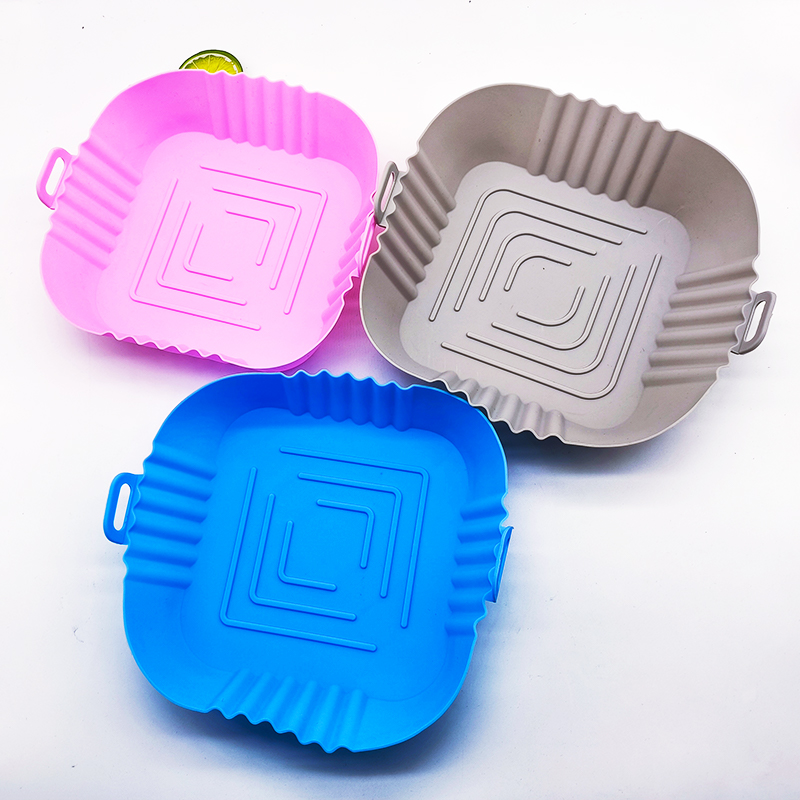 Rectangle reusable air fryer food safe silicone baking pan air fryer silicone pot basket liner silicone baking pan