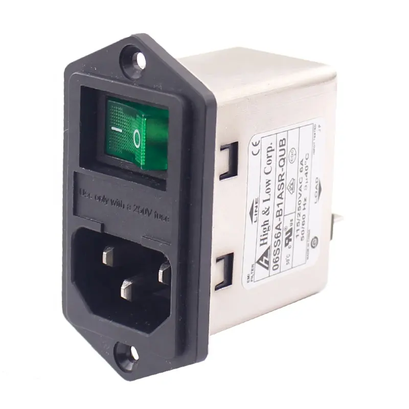 Mini-version power inlet module  IEC 320 C14 EMI Filter rocker Switch Fuse Holder 4.8