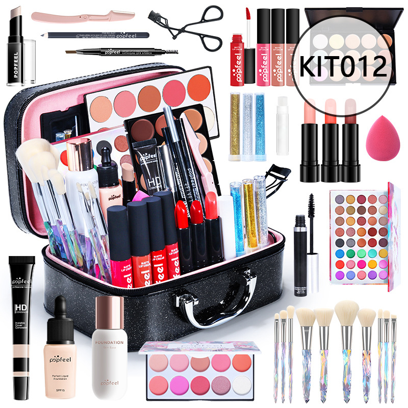 Professional Makeup Cosmetics Kit Eyeshadow Lipstick Eyebrow Pencil Lip Gloss Makeup Brush Set With Makeup Bag Kit