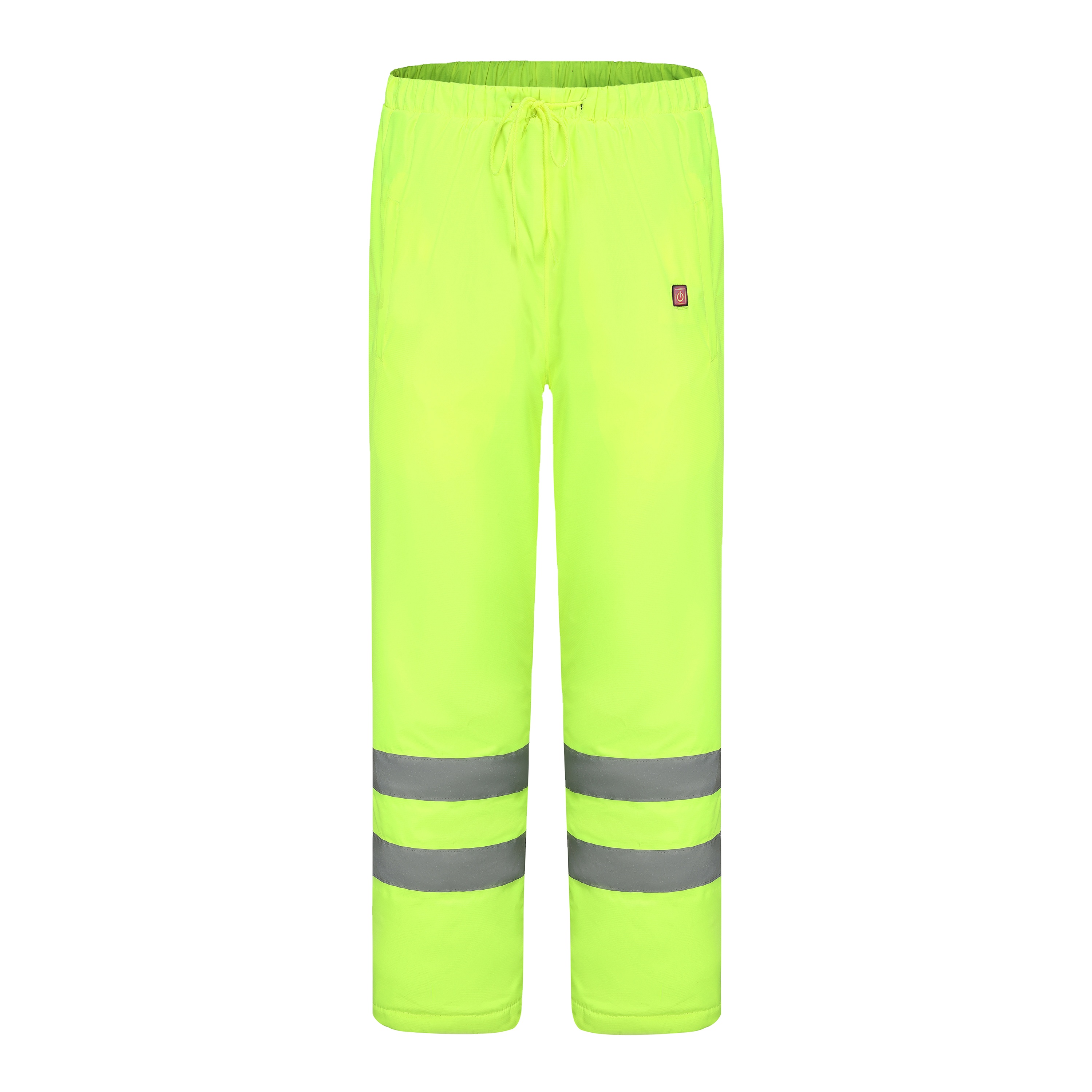 Winter Warm Mens Yellow Hi Vis Reflective Pant Electronic Battery Powered Heated Work Pants for Construction Traffic Road safety