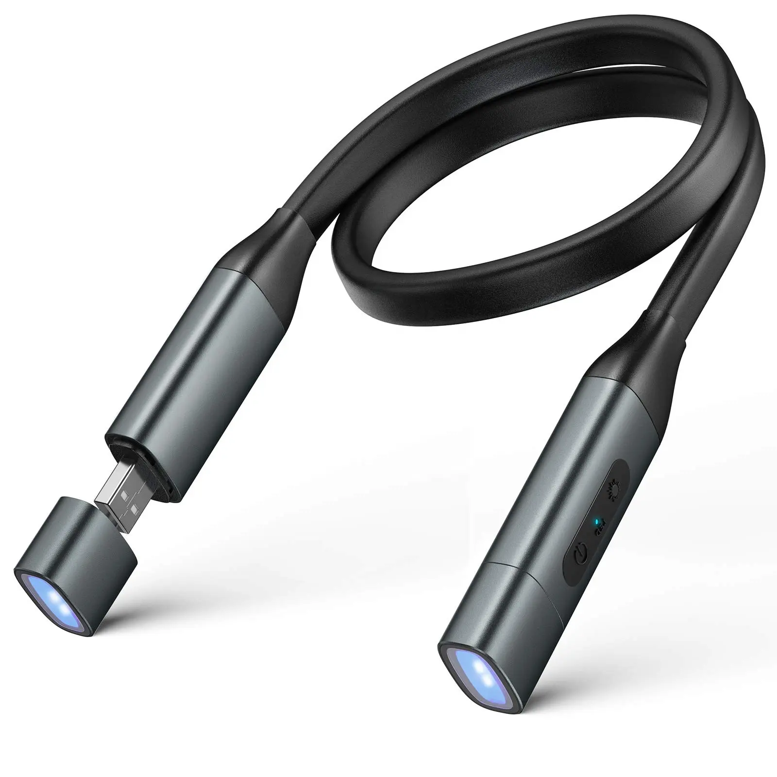 2021 новый дизайн, USB Прямая зарядка, алюминиевая и силиконовая Светодиодная лампа для чтения на шею