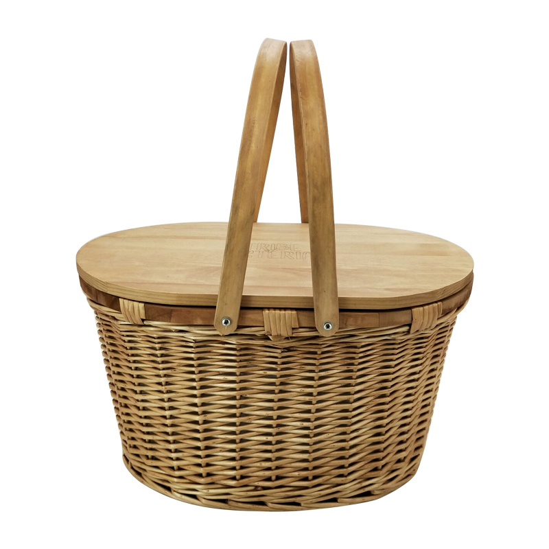 China factory wood lid vintage picnic basket with low price