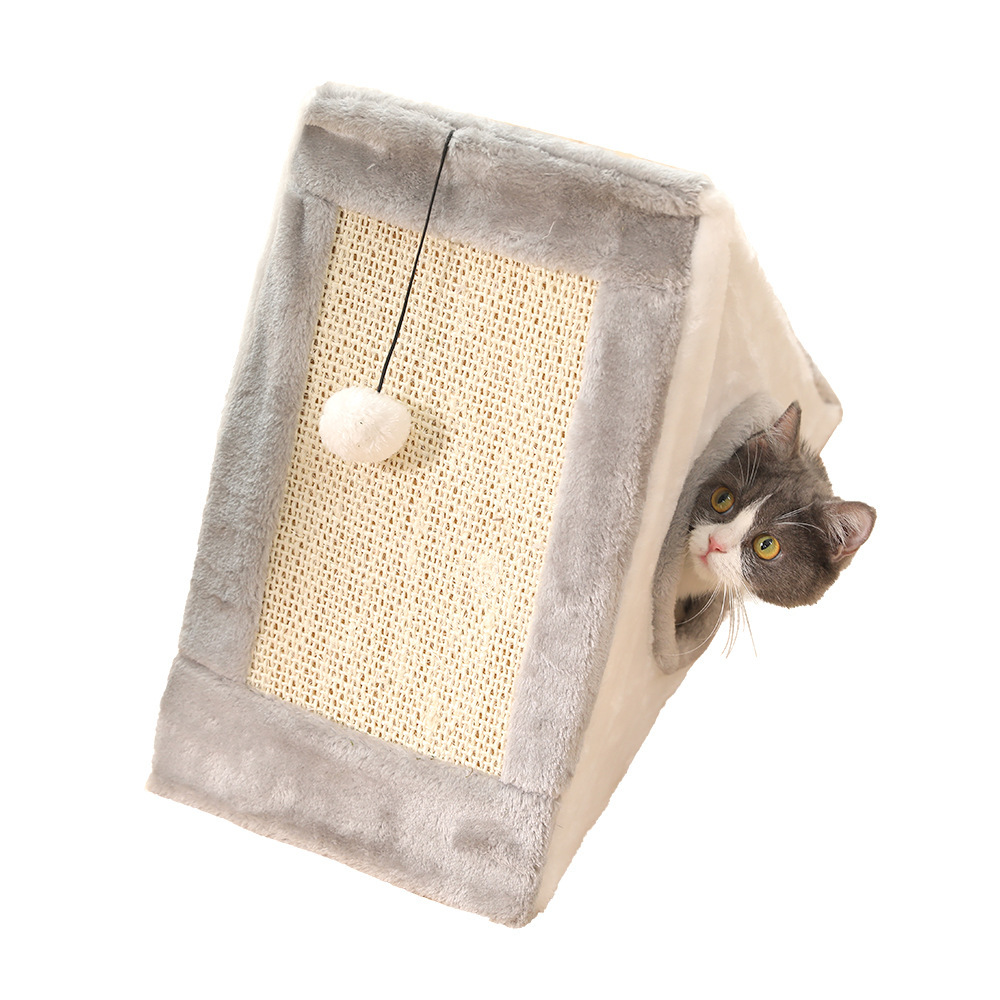High Quality Cardboard Cat Scratcher Triangular Shape Grinded Paw Pet Toy Sisal Cat Climbing Frame Cat Toy