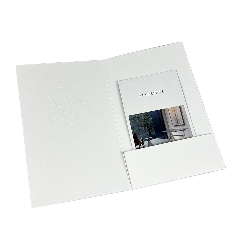 Custom linen Textured Paper Folder with Embossed Logo for Corporate Events and Marketing Printing in Shanghai