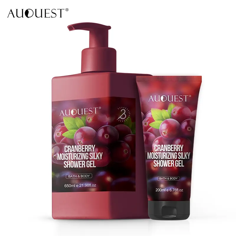 Private Label Natural Organic Cranberry Oil Skin Brightening & Moisturizing Body Wash Liquid Soap Bath and Body Shower Gel