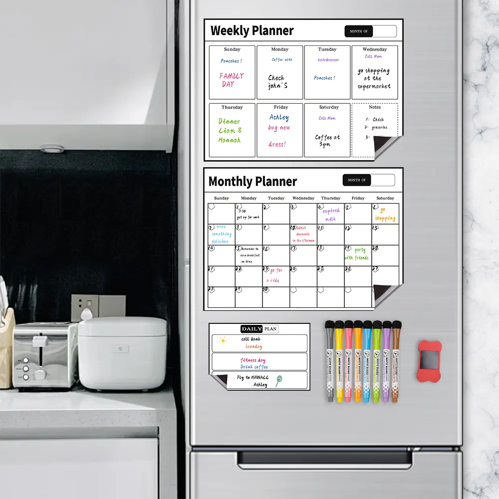 Magnetic Dry Erase White Board Weekly Magnetic Whiteboard Fridge Magnet Calendar Magnetic Weekly Planner