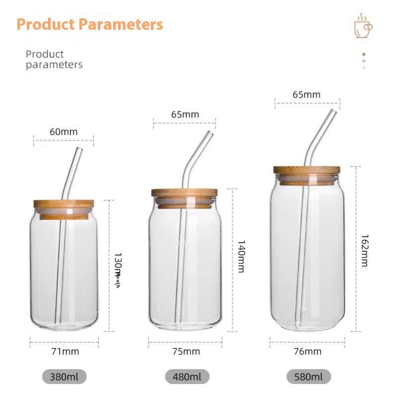 High Borosilicate Glass Drink Cup with Straw Popular on Amazon for Milk Tea Coffee Coke Water High Temperature Resistant Lid