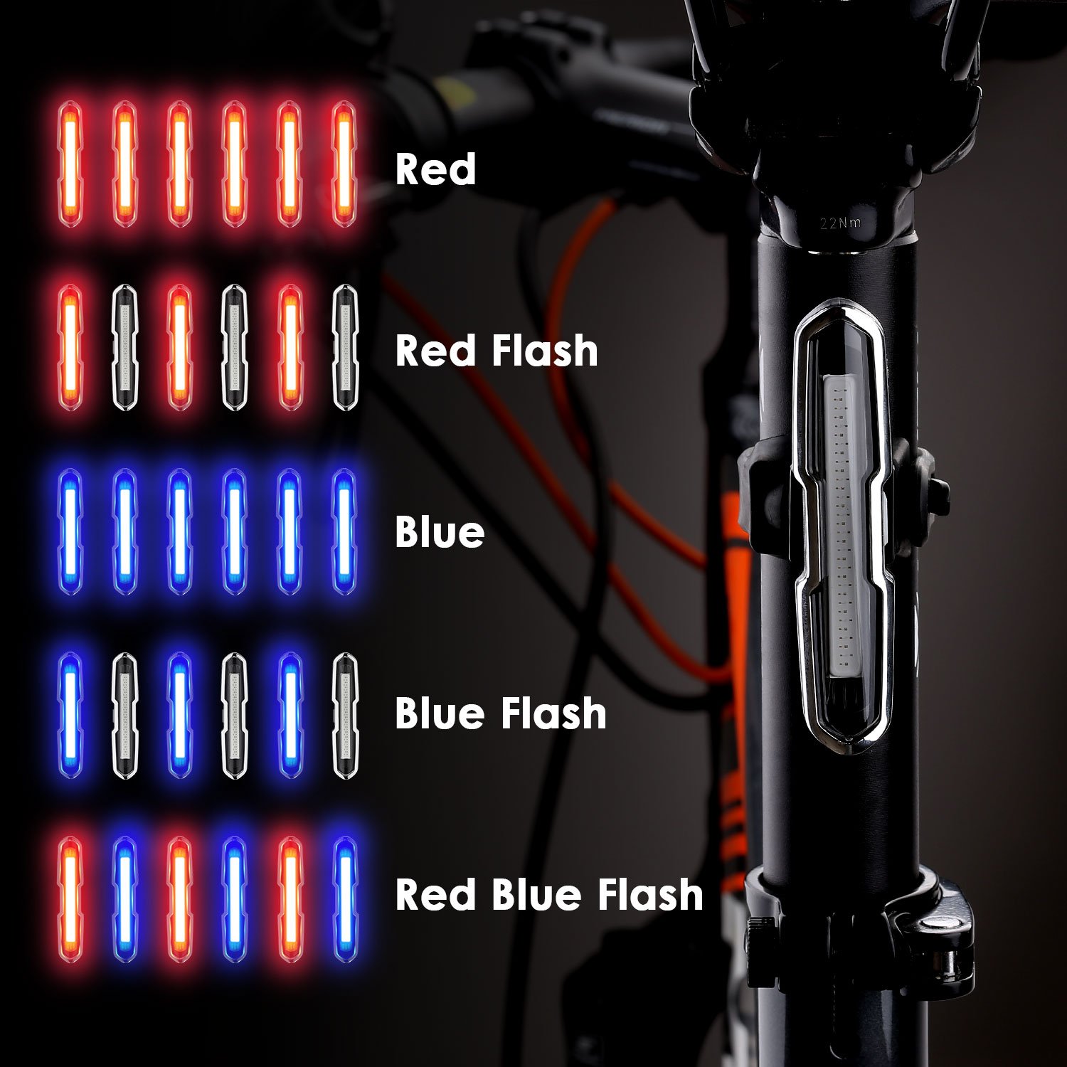 Waterproof Rear Tail Light LED USB Rechargeable Mountain Bike Cycling Light Taillamp Safety Electric Scooter Bike Spare Parts