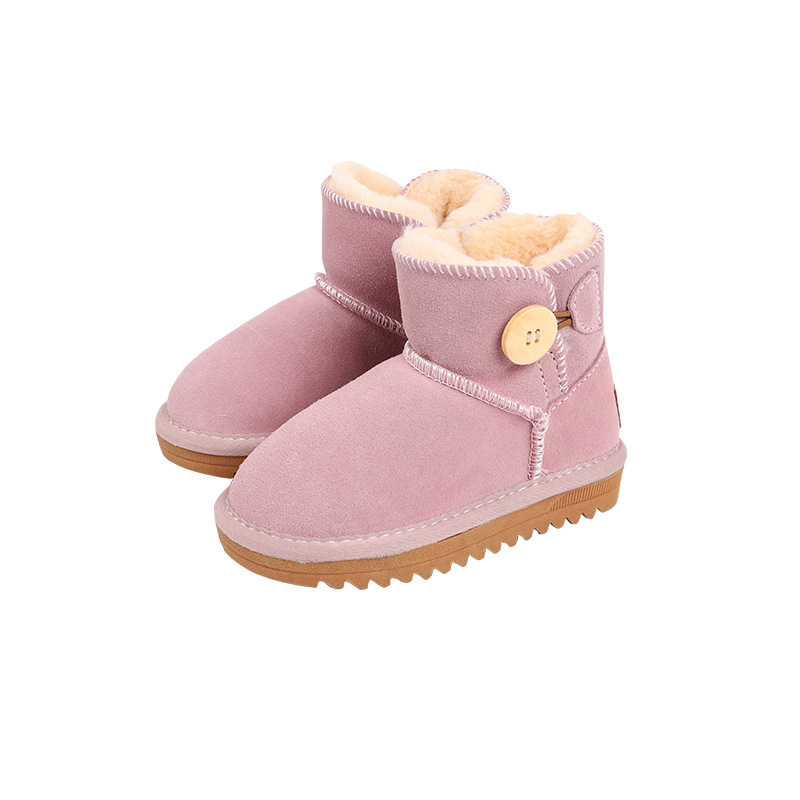 Wholesale High quality genuine leather children boots 2021 New girls boots boys waterproof snow boots kids winter shoes